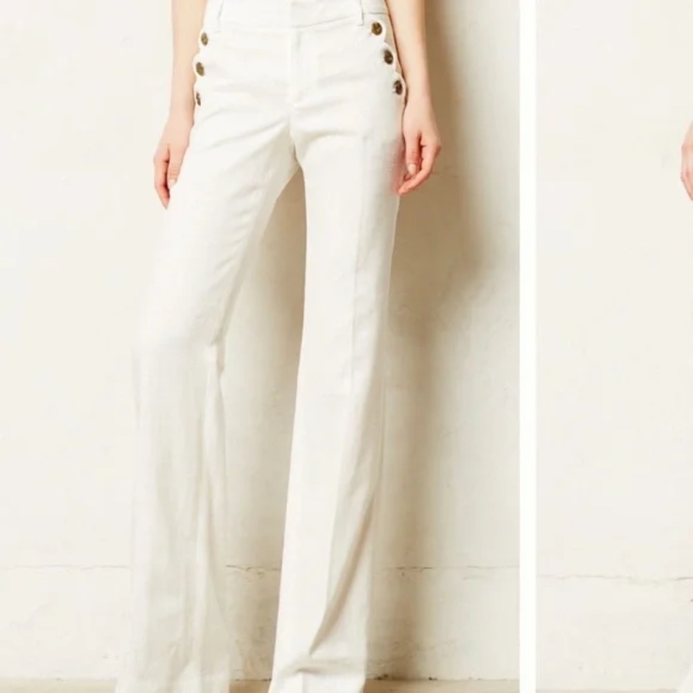 Linen Brighton Wide Leg Pants - Anthropologie - Elevenses - Size 12